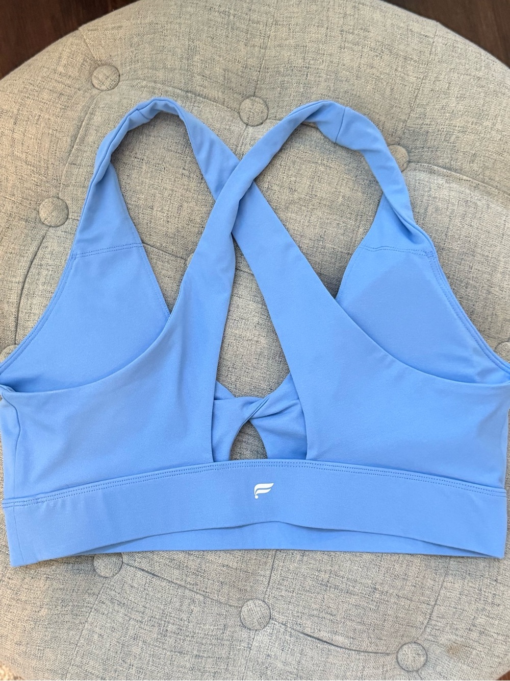 Fabletics Twist Blue Sports Bra Light Blue Size Large 💎EUC Retail $65